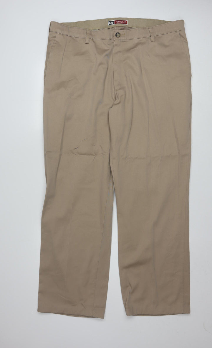 Lee Men's Beige Chino Trousers 40x32 Regular Fit Cotton Blend