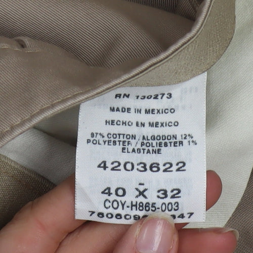 Lee Men's Beige Chino Trousers 40x32 Regular Fit Cotton Blend