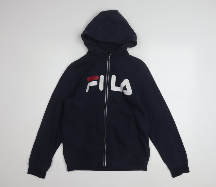 Fila Boys Navy Blue Full Zip Hoodie 158-164cm Logo Cotton Blend