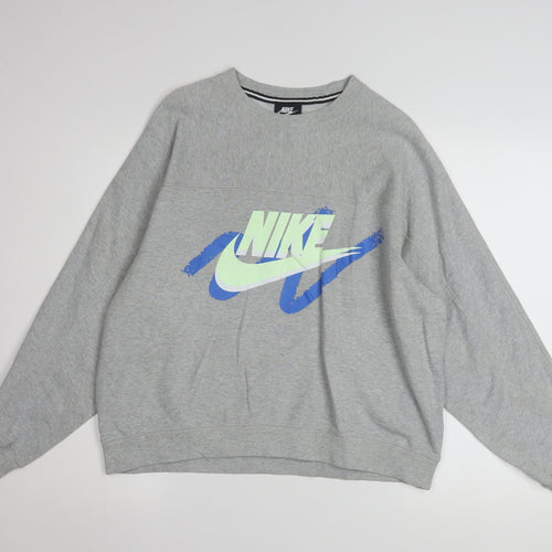 Nike Women’s Grey Graphic Pullover Sweatshirt Small Relaxed Fit