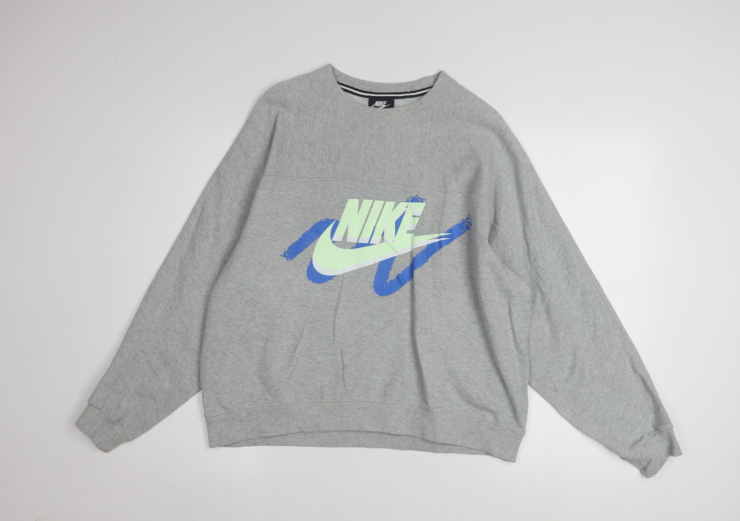 Nike Women’s Grey Graphic Pullover Sweatshirt Small Relaxed Fit