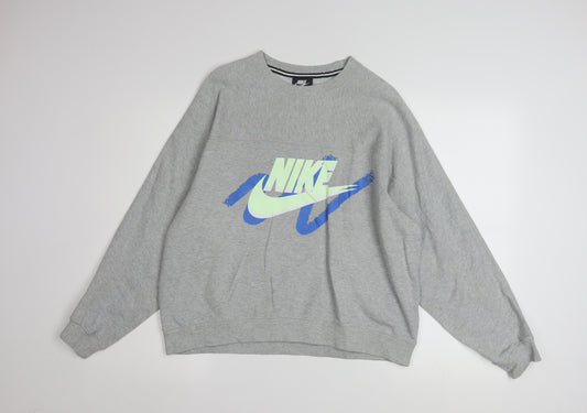Nike Women’s Grey Graphic Pullover Sweatshirt Small Relaxed Fit