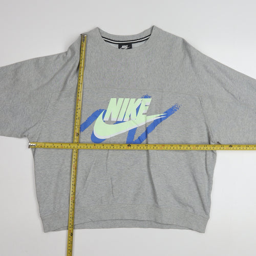 Nike Women’s Grey Graphic Pullover Sweatshirt Small Relaxed Fit