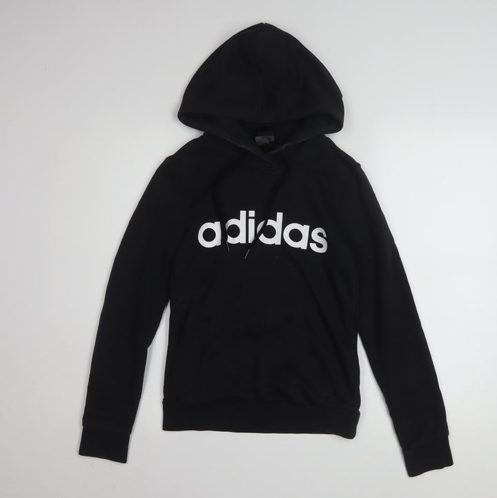 Adidas Women's Black 2XS Pullover Hoodie with Logo Design