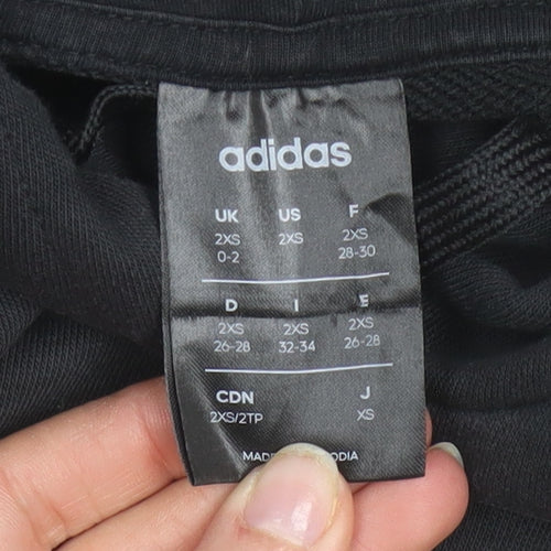 Adidas Women's Black 2XS Pullover Hoodie with Logo Design