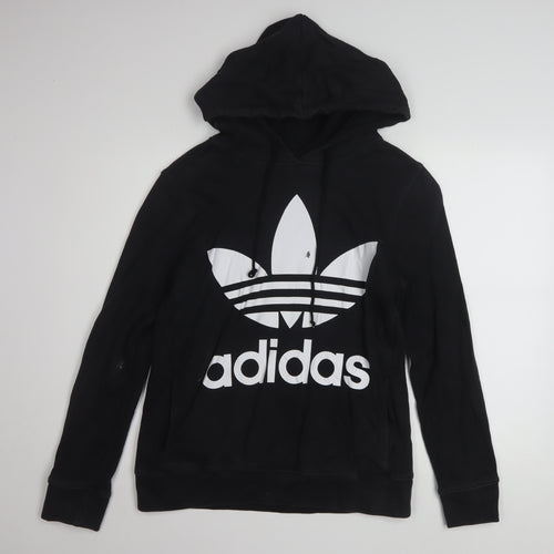 Adidas Womens Black Hoodie Size 10 Pullover Hooded Sweatshirt