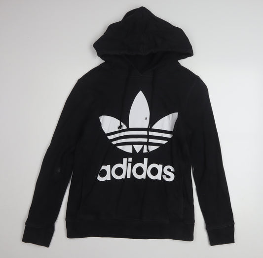 Adidas Womens Black Hoodie Size 10 Pullover Hooded Sweatshirt