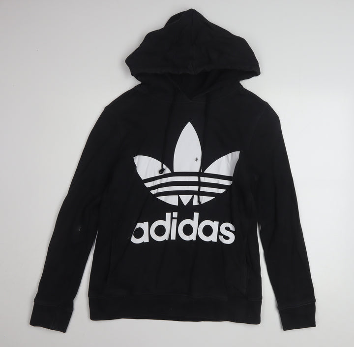 Adidas Womens Black Hoodie Size 10 Pullover Hooded Sweatshirt