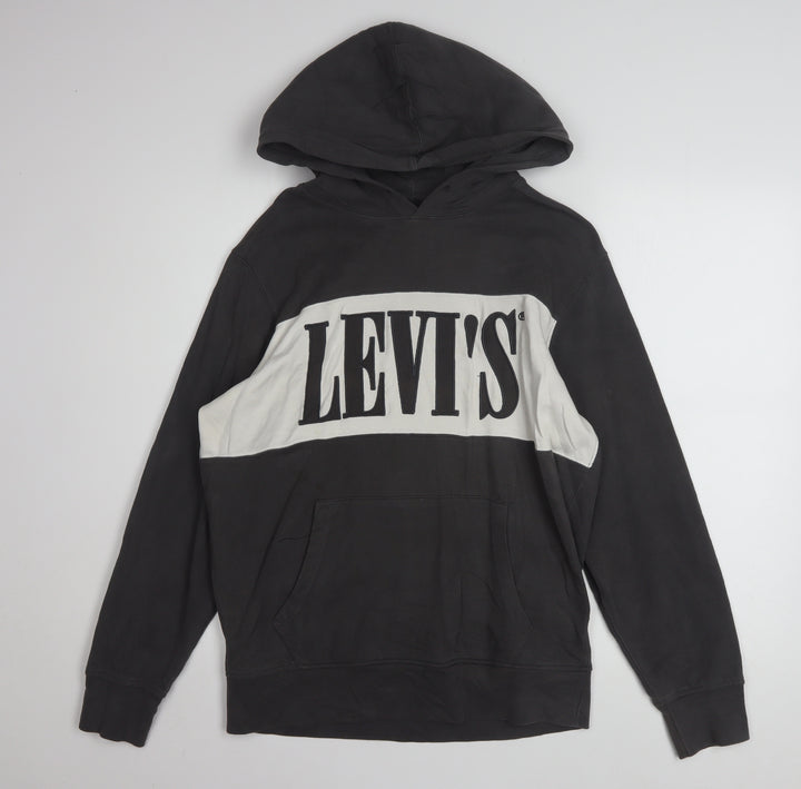 Levi's Men's Black Pullover Hoodie Small Logo Graphic Cotton