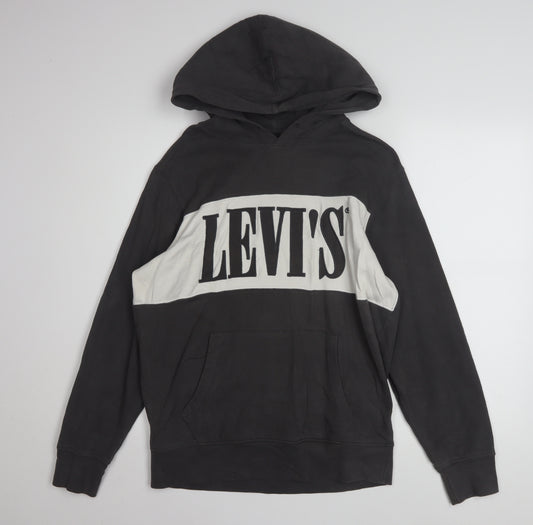 Levi's Men's Black Pullover Hoodie Small Logo Graphic Cotton