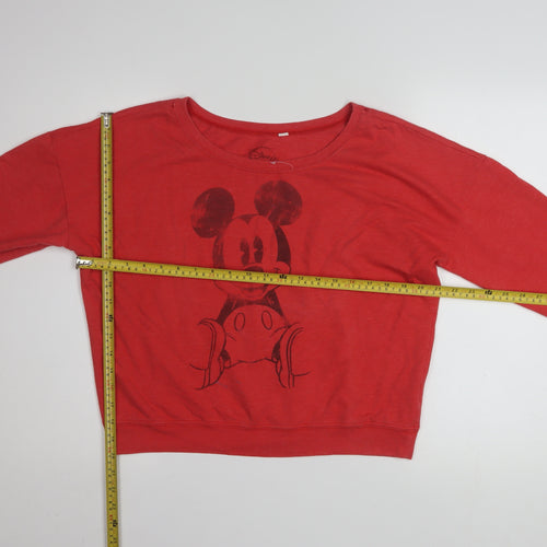 Disney Women Red Mickey Mouse Pullover Sweatshirt Size S Cotton Blend
