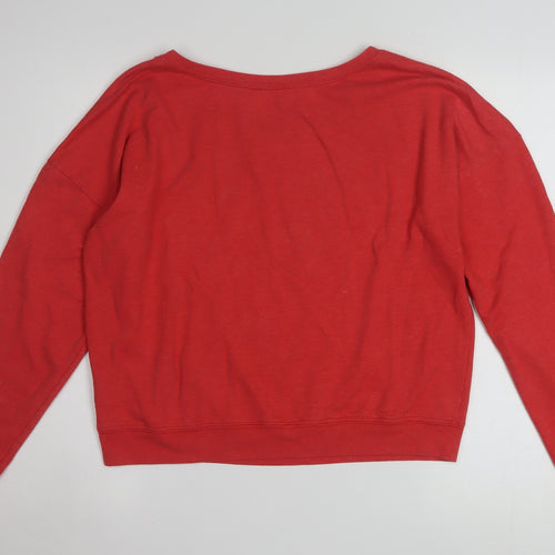 Disney Women Red Mickey Mouse Pullover Sweatshirt Size S Cotton Blend