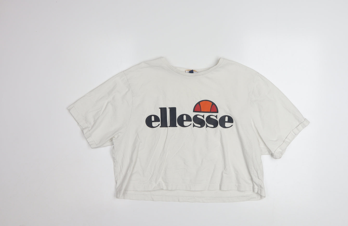 Ellesse Womens White Cropped Logo T-Shirt UK 14