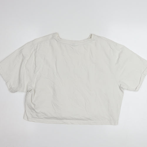Ellesse Womens White Cropped Logo T-Shirt UK 14