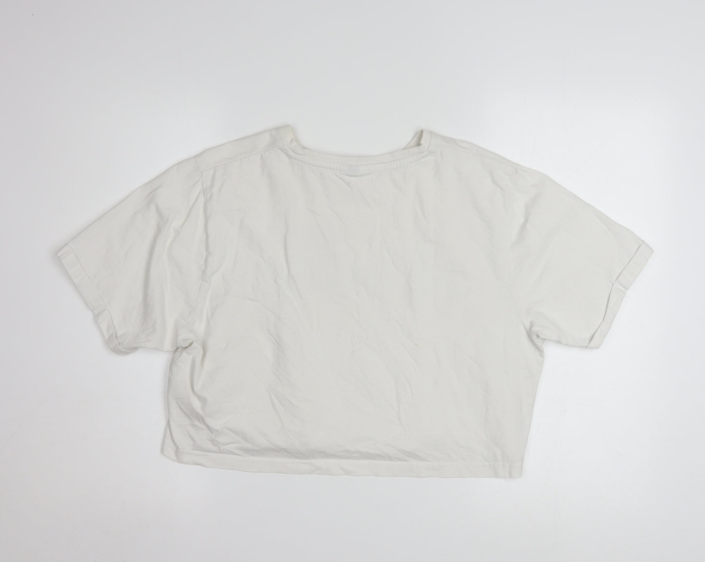 Ellesse Womens White Cropped Logo T-Shirt UK 14