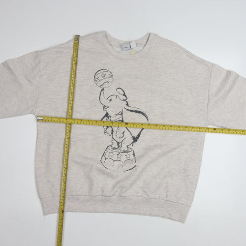 Disney Women Beige Dumbo Sweatshirt Size M 12/14 Crew Neck Pullover