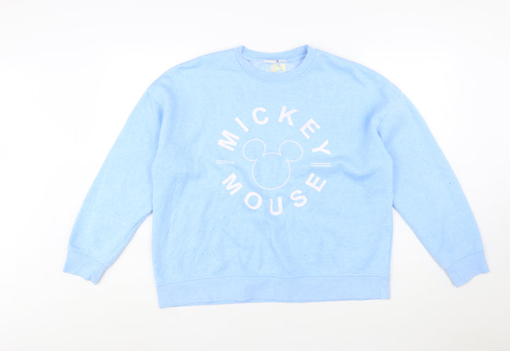 Disney Women Blue Mickey Mouse Pullover Sweatshirt Size M 12/14