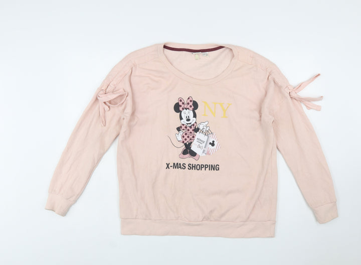 Disney Minnie Mouse Women's Pink Pullover Sweatshirt Size 12/14