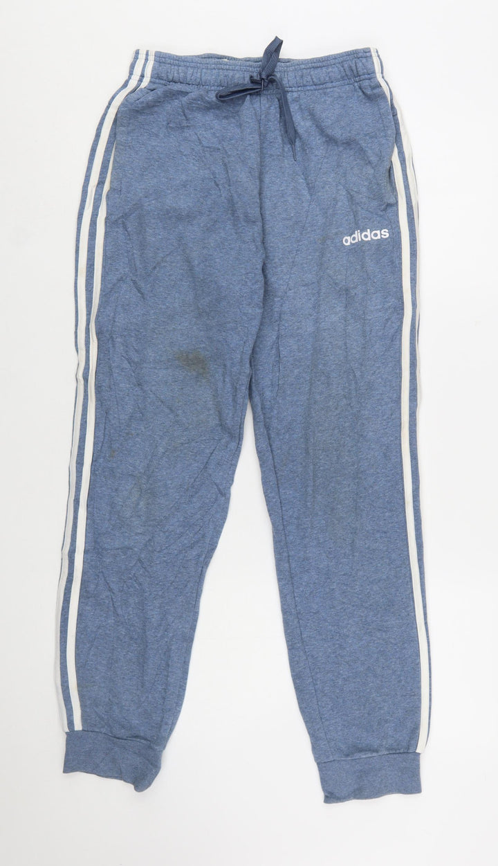 Adidas Mens Blue Small Jogger Sweatpants with Stripes