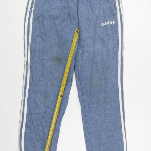 Adidas Mens Blue Small Jogger Sweatpants with Stripes