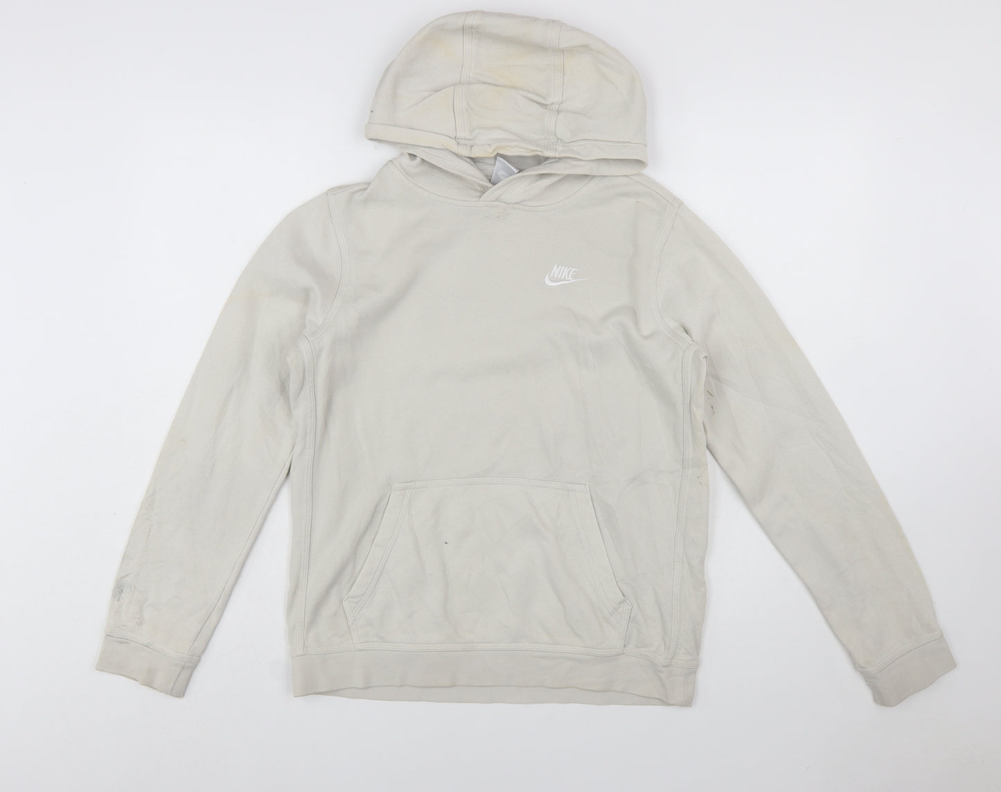 Nike Boys Beige Pullover Hoodie XL (158-170cm) Fleece Cotton Blend