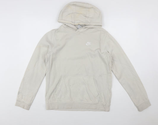 Nike Boys Beige Pullover Hoodie XL (158-170cm) Fleece Cotton Blend
