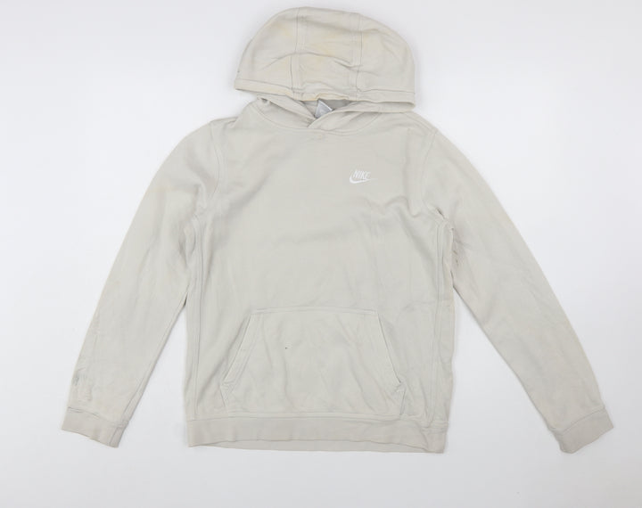 Nike Boys Beige Pullover Hoodie XL (158-170cm) Fleece Cotton Blend