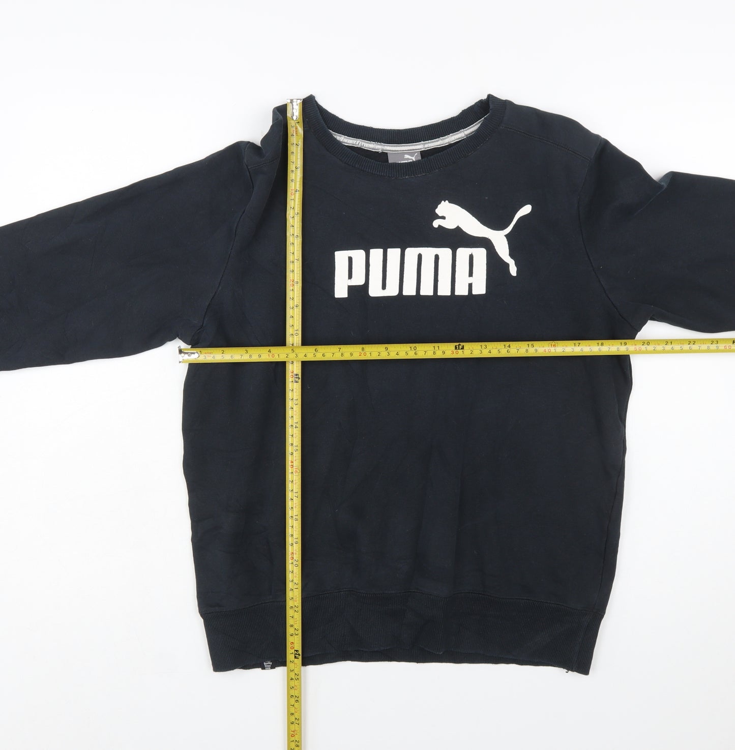 Puma Mens Black Crew Neck Logo Sweatshirt Size S
