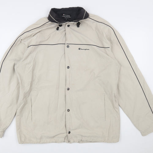 Champion Men's Beige 2XL Windbreaker Jacket Full Zip Lightweight