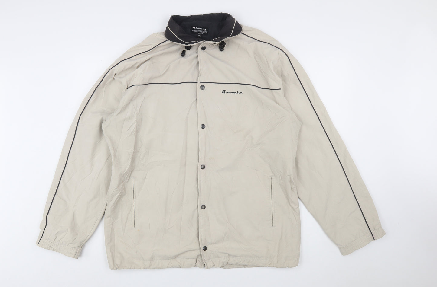 Champion Men's Beige 2XL Windbreaker Jacket Full Zip Lightweight