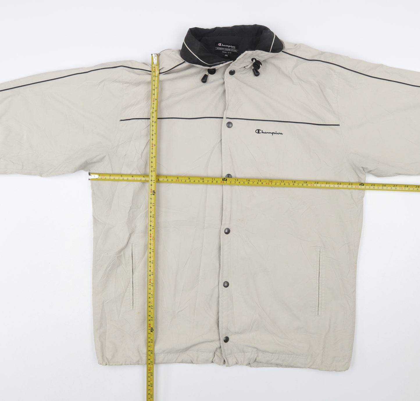Champion Men's Beige 2XL Windbreaker Jacket Full Zip Lightweight