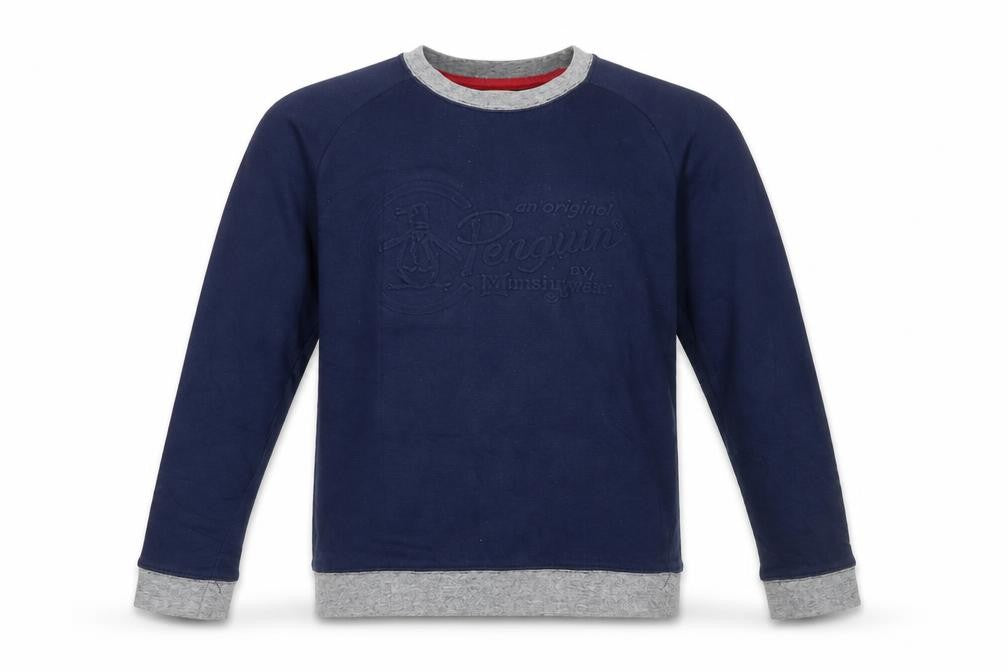 Front view of Original Penguin by Munsingwear boys’ blue pullover sweatshirt 14-15 years regular fit
