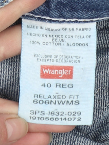 Wrangler Men's Blue Denim Relaxed Fit 40 Regular Cargo Shorts