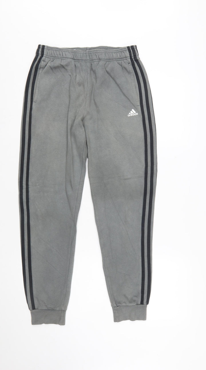 Adidas Boys Grey Jogger Trousers 14 Years Regular Fit Sportswear