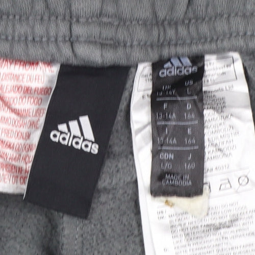 Adidas Boys Grey Jogger Trousers 14 Years Regular Fit Sportswear