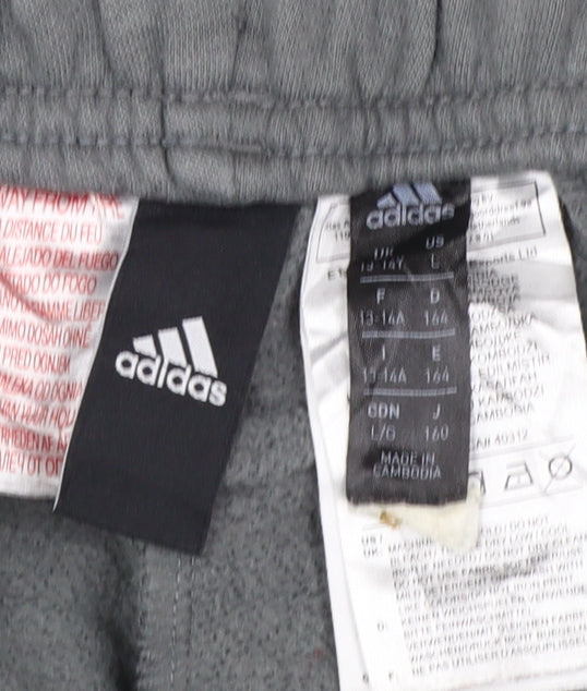Adidas Boys Grey Jogger Trousers 14 Years Regular Fit Sportswear