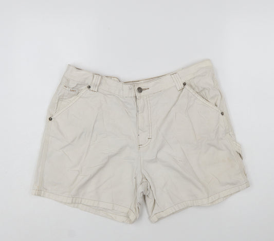 Lee Womens Beige Cotton Cargo Shorts Size 14M Casual Utility