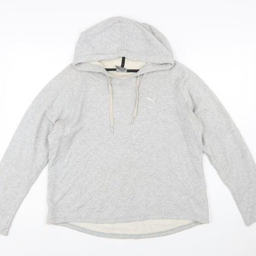 PUMA Womens Grey Hoodie Size 14 Pullover Long Sleeve Casual