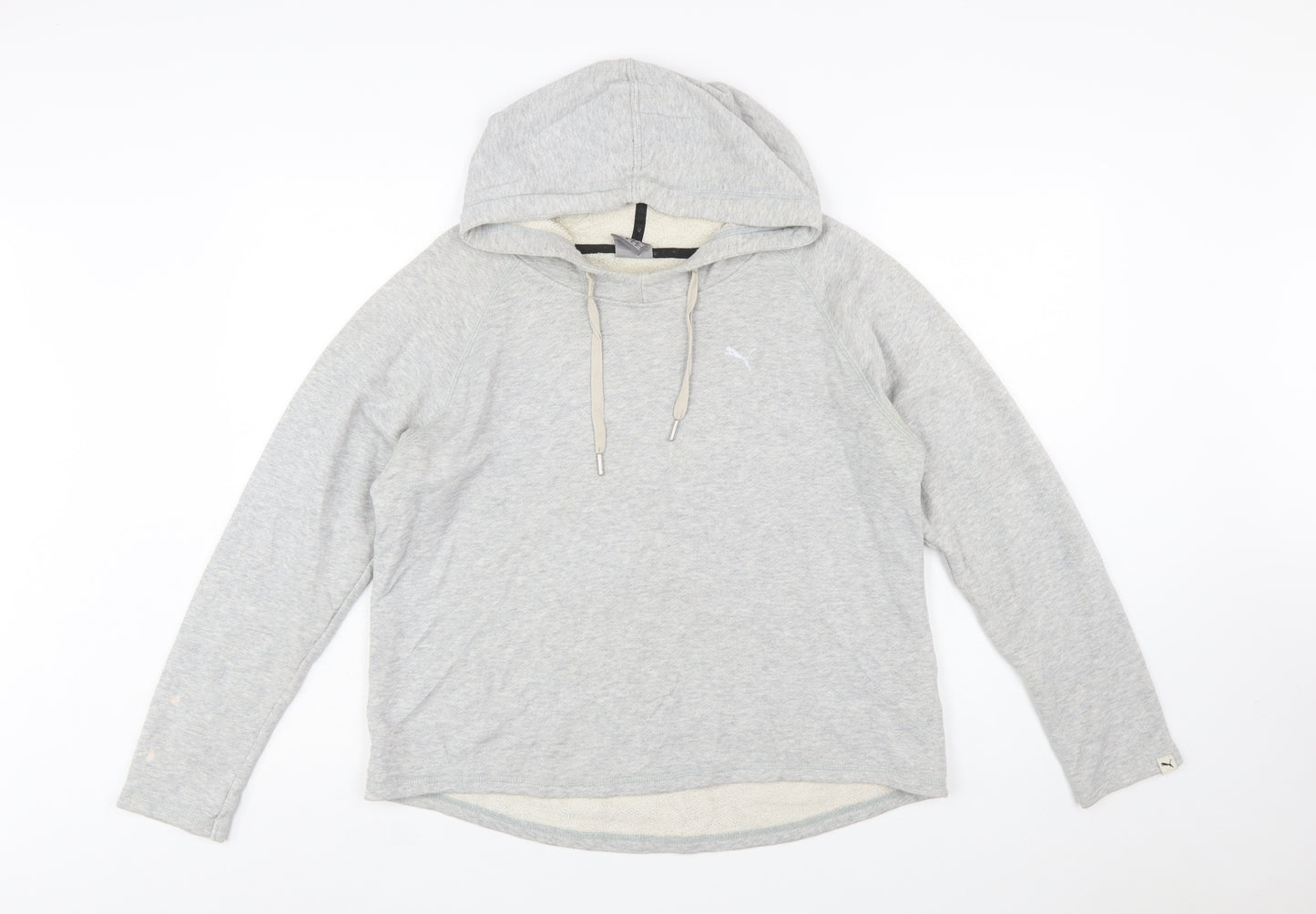 PUMA Womens Grey Hoodie Size 14 Pullover Long Sleeve Casual