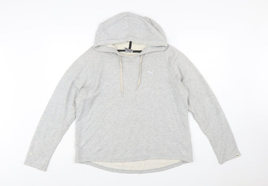 PUMA Womens Grey Hoodie Size 14 Pullover Long Sleeve Casual