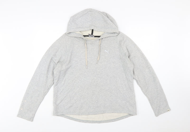 PUMA Womens Grey Hoodie Size 14 Pullover Long Sleeve Casual