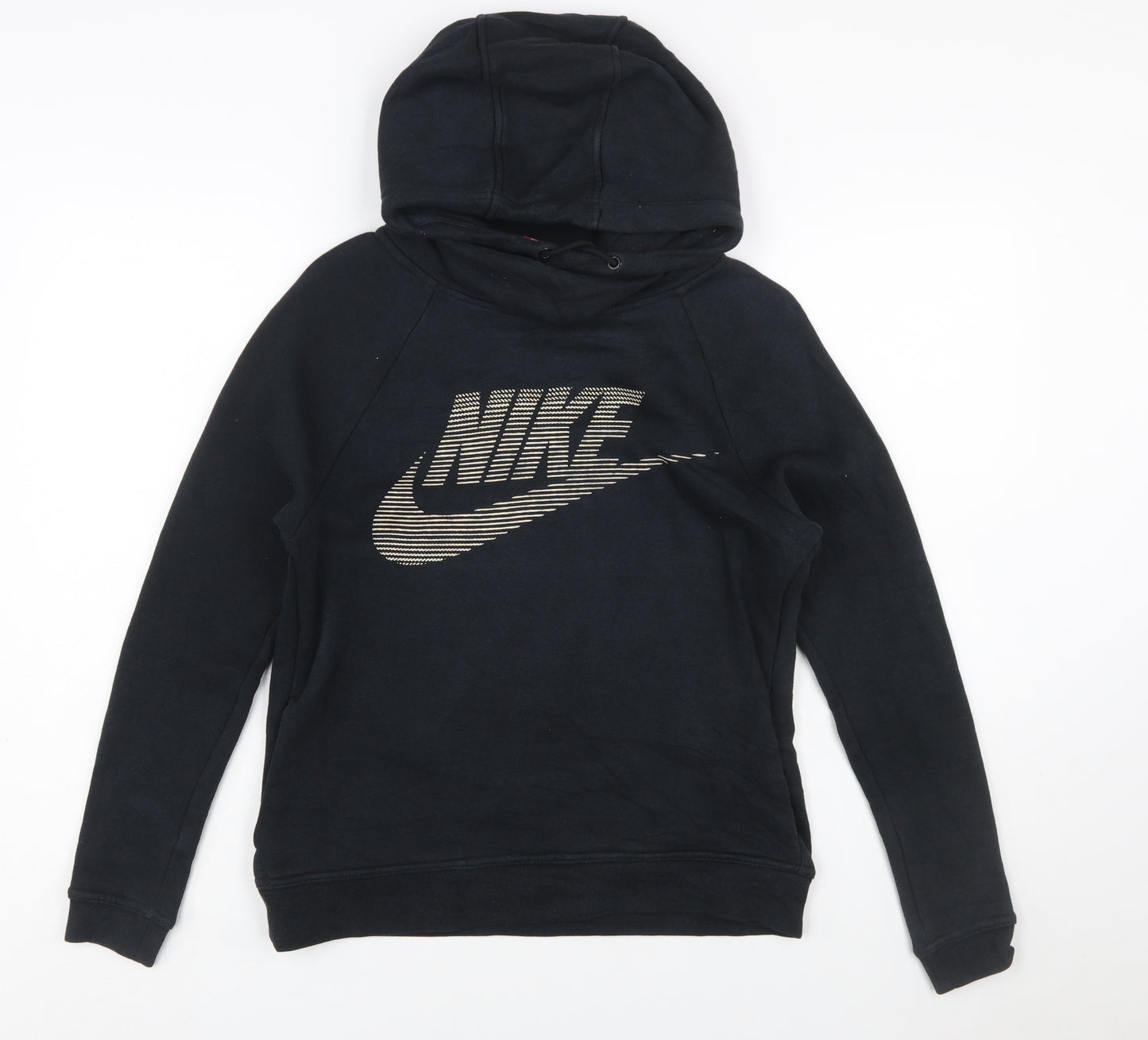 Nike Womens Black XS Pullover Hoodie with Logo Print