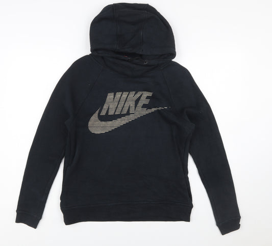 Nike Womens Black XS Pullover Hoodie with Logo Print