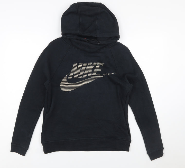 Nike Womens Black XS Pullover Hoodie with Logo Print