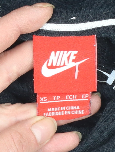 Nike Womens Black XS Pullover Hoodie with Logo Print