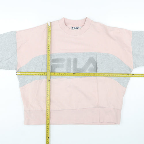 FILA Women's Pink & Grey Logo Sweatshirt Small Cotton Blend