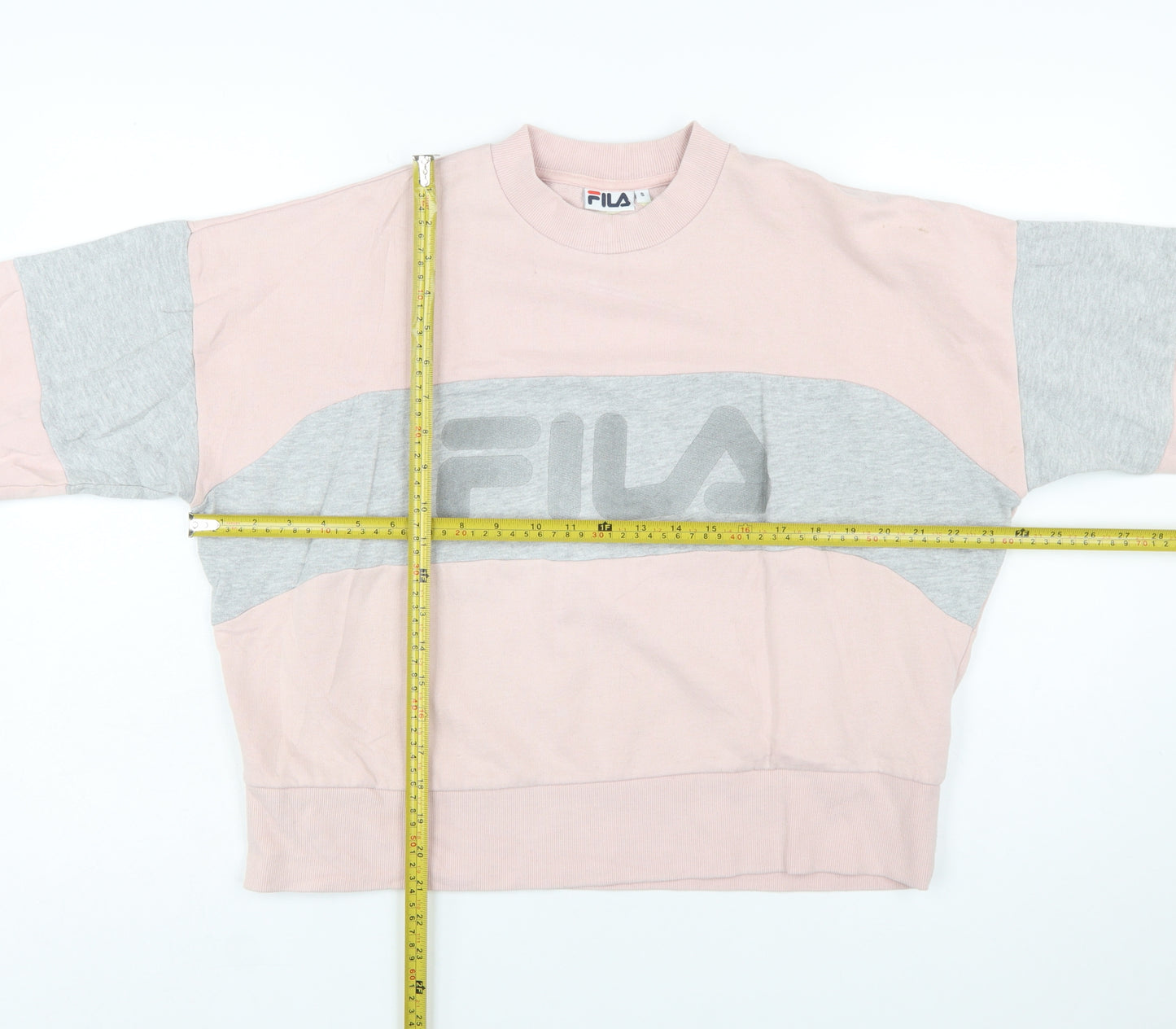 FILA Women's Pink & Grey Logo Sweatshirt Small Cotton Blend