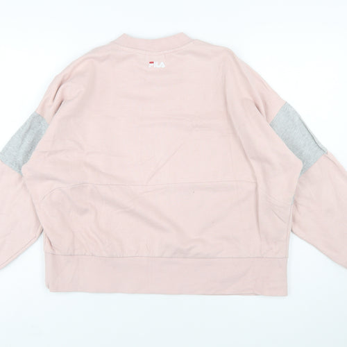 FILA Women's Pink & Grey Logo Sweatshirt Small Cotton Blend