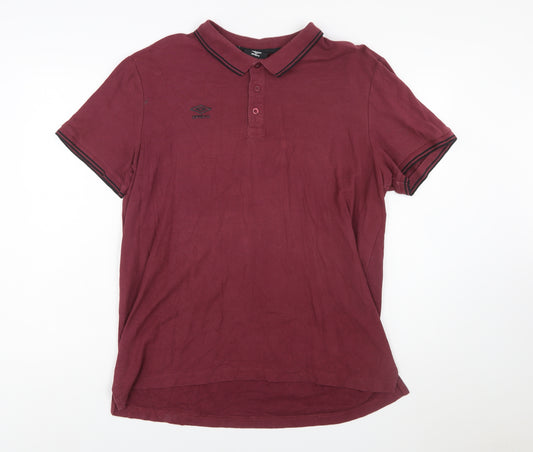 Umbro Men's Burgundy Cotton Short Sleeve Polo Shirt XXL