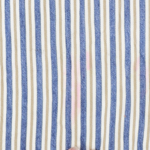 Basic Editions Men's Blue Striped 2XL Tall Cotton Button-Up Shirt